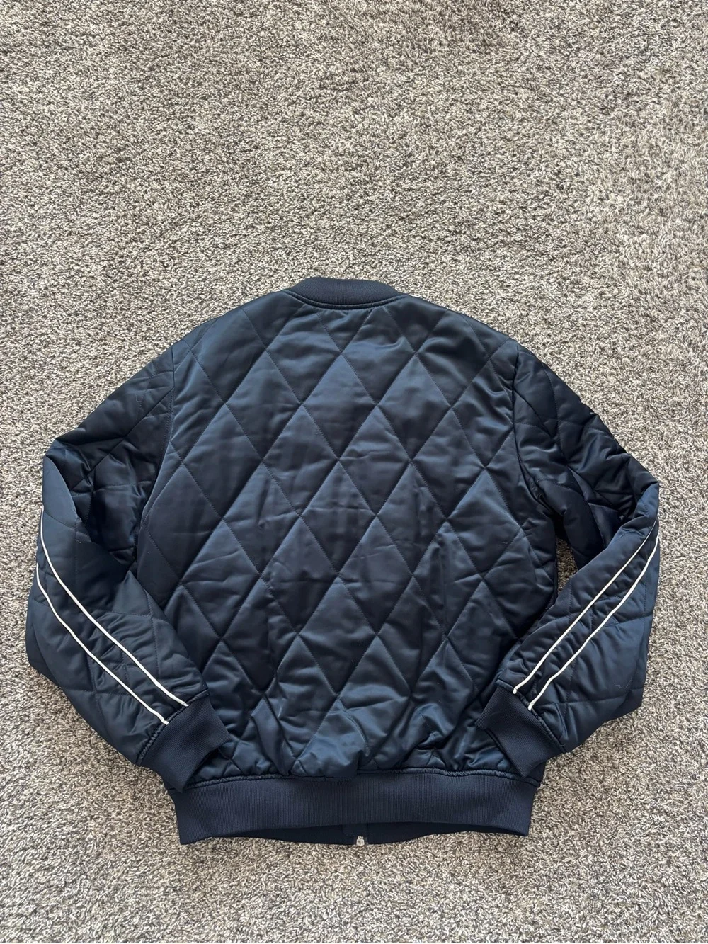 Zara Men's Quilted Navy Bomber Jacket - Size L